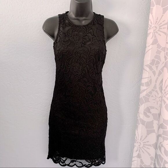 Ambiance Dresses & Skirts - Ambiance Black Lace Overlay Midi Dress Size Small